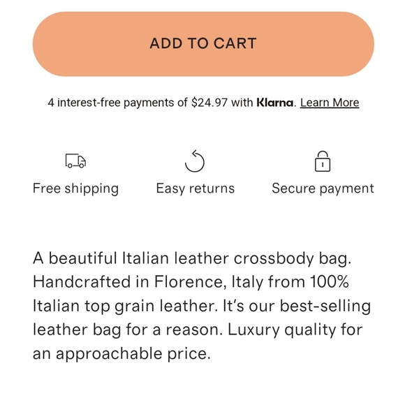 Quince Italian Leather Crossbody Bag Stone NEW - Picture 5 of 15